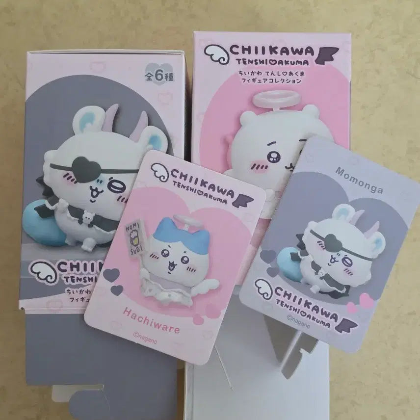 [BUNJANG] Chiikawa Angel/Devil Figure Hachiware &amp; Momonga Set / 치이카와 천사악마 피규어 하치와레 모몽가