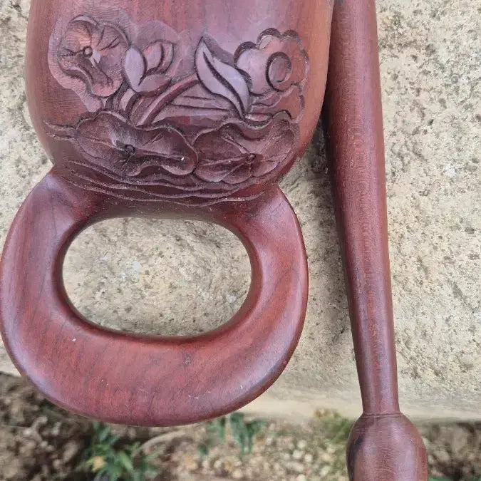 [BUNJANG] 18cm Wood Carved Piece with Handle / 18   12 센치 손잡이포함통나무조각무늬