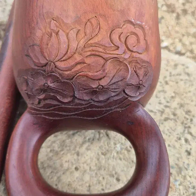 [BUNJANG] 18cm Wood Carved Piece with Handle / 18   12 센치 손잡이포함통나무조각무늬