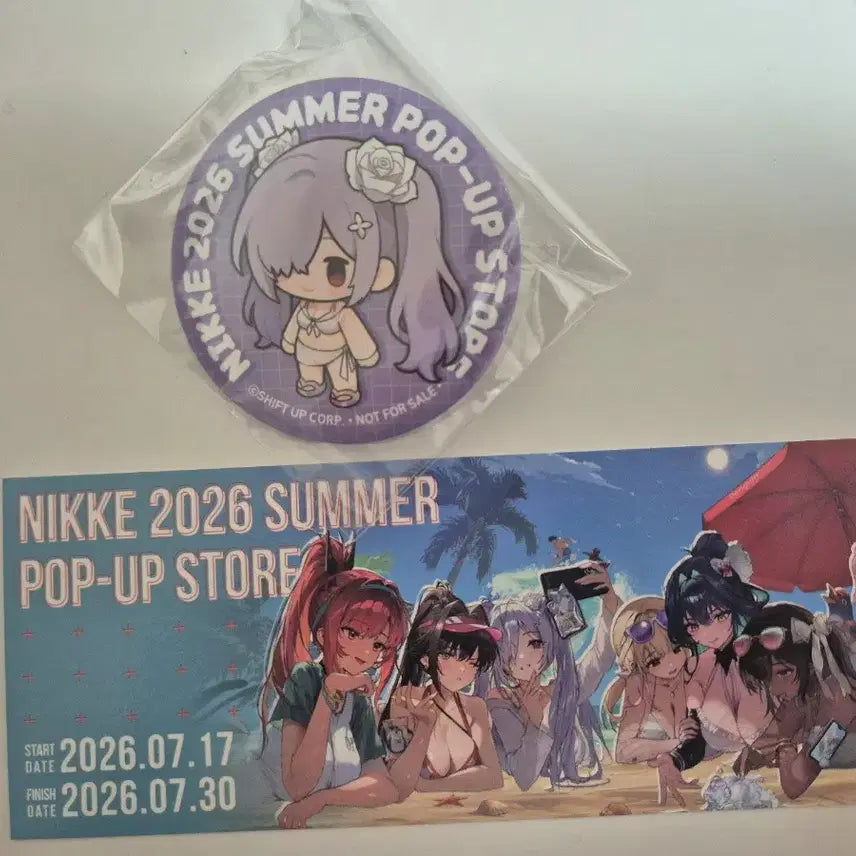 [BUNJANG] NIKKE 2026 Summer Pop-up Store Cinderella Ticket Can Badge Bundle Set / 더현대 니케 2026 썸머 팝업 스토어 굿즈 신데렐라 캔뱃지 티켓 특전