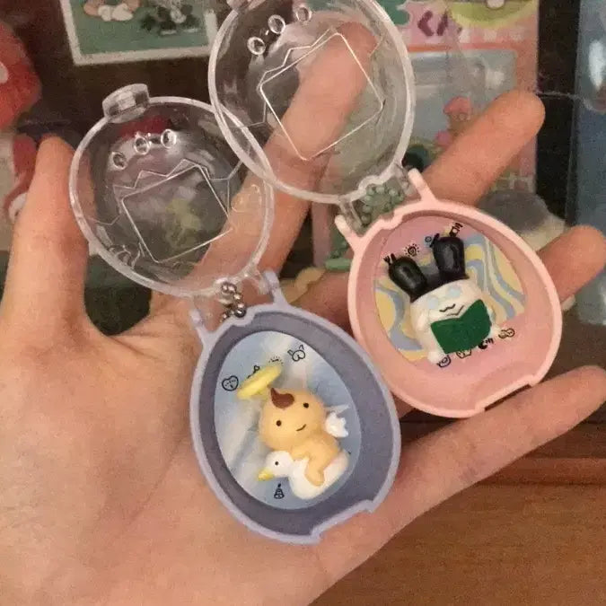 [BUNJANG] Rare 1996-1997 Vintage Hello Kitty Tamagotchi Charm Set (Tenshichi, Mimichi) / 초레어! 일본 1996 1997 고전 키티 다마고치 키링 텐시치 미미치