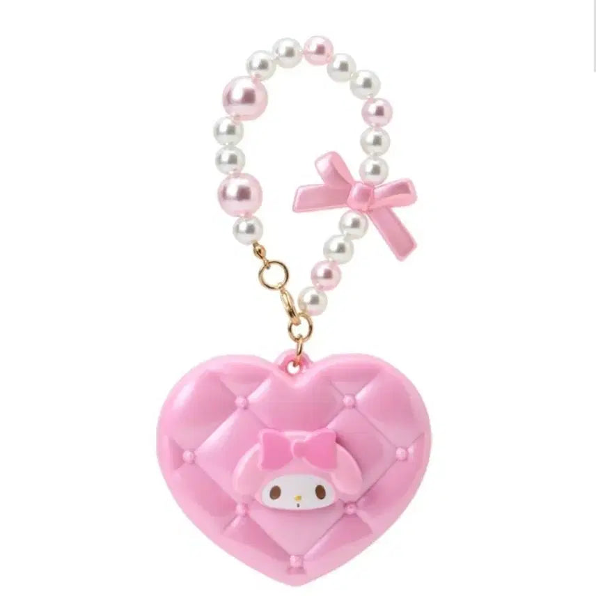 [BUNJANG] My Melody Quilting Enamel Heart Keyring Mirror / 마이멜로디 퀼팅 에나멜 하트 키링 거울