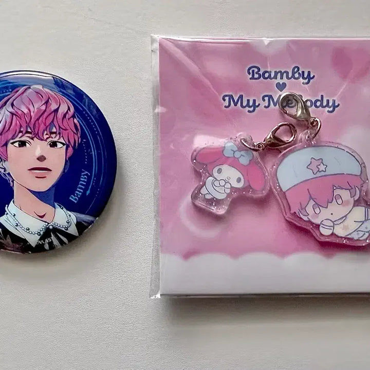 [BUNJANG] PLAVE Bambi Charm Keychain &amp; Can Badge Set / 플레이브 밤비 참키링 캔뱃지