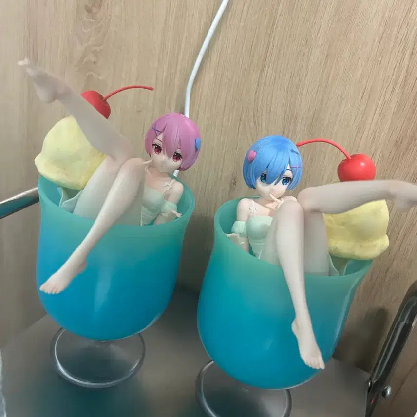 [BUNJANG] Re:Zero Ram &amp; Rem Cream Soda Figure Bundle Set / 리제로 렘,람 크림소다 일괄