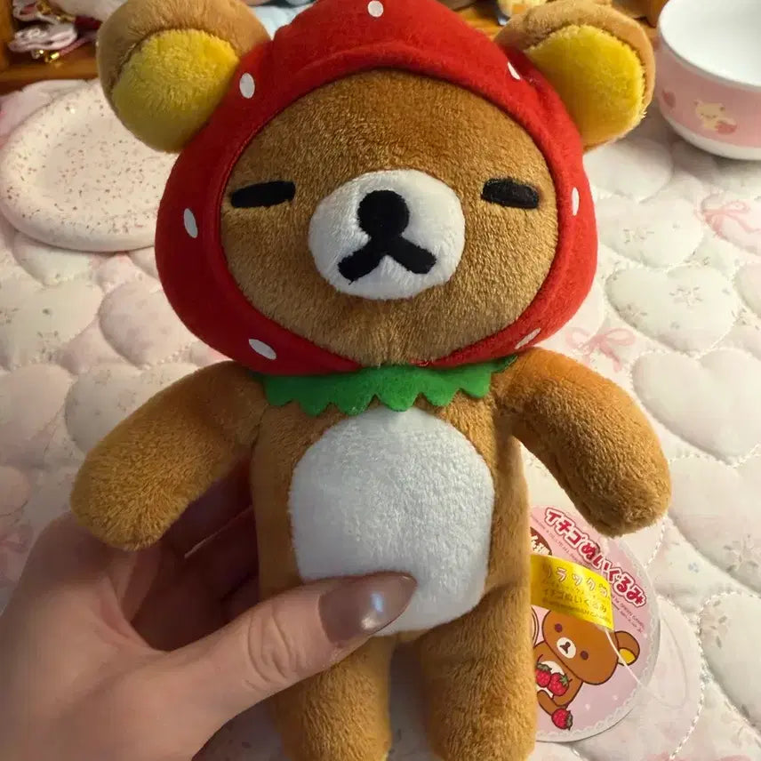 [BUNJANG] Rilakkuma Strawberry Hoodie Plush / 딸기 후드 리락쿠마