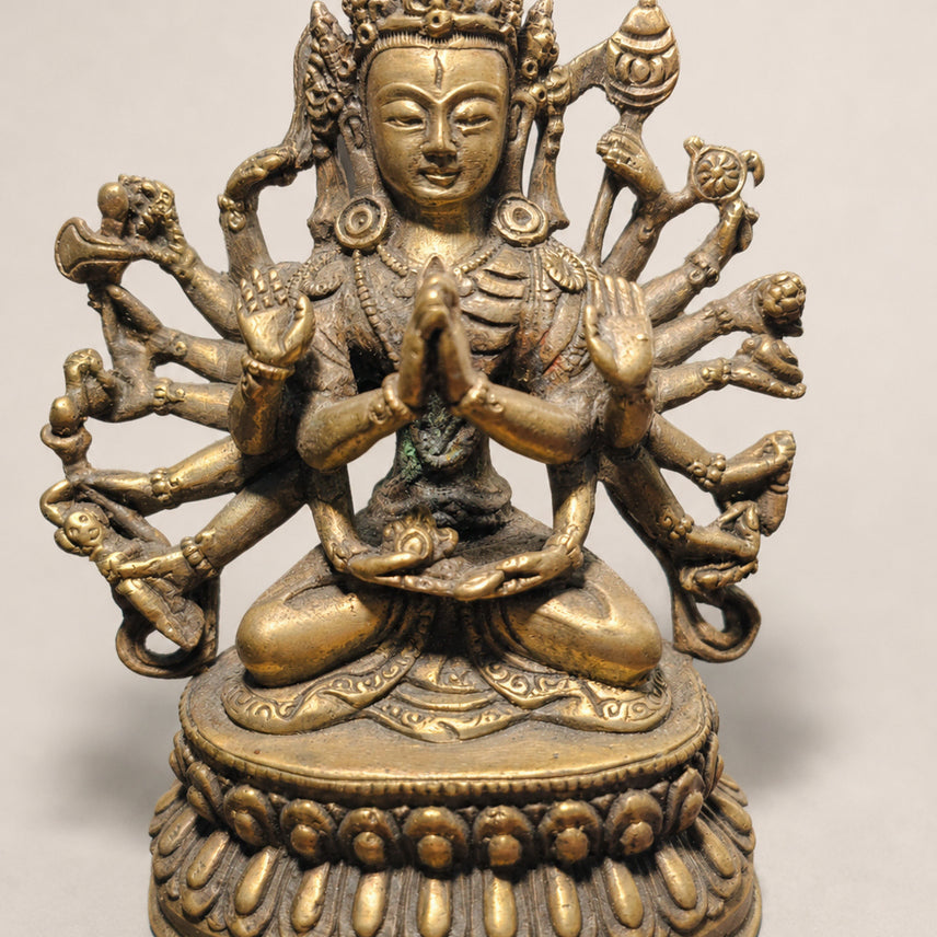 [BUNJANG] Tibetan Buddhist Statue Cundi Bodhisattva Copper Alloy 11cm / [소장품 정리] 18비 준제관음보살 구리합금 추정 수공예 불상 11cm