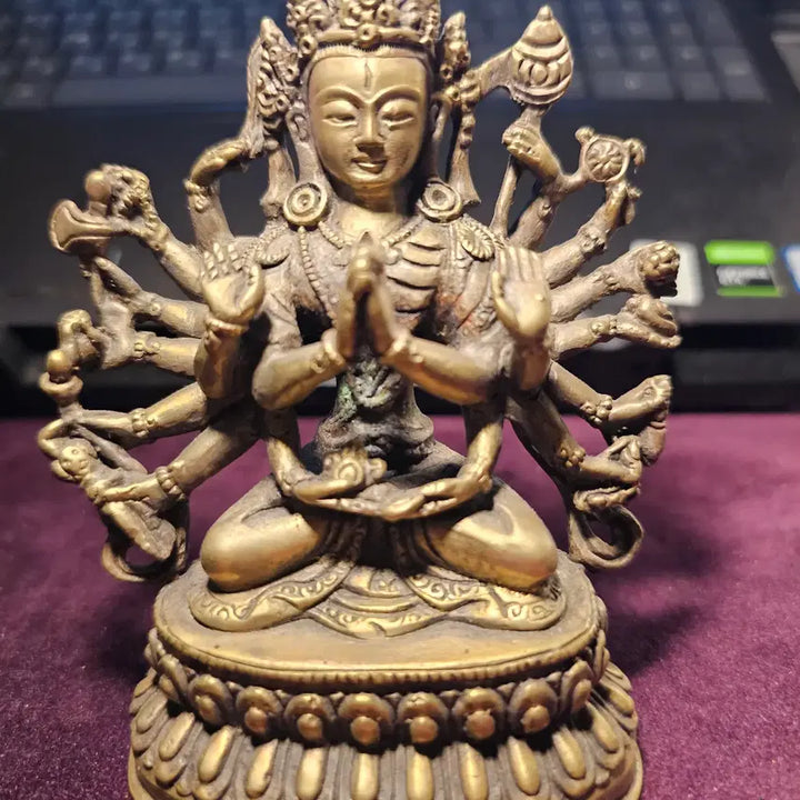 [BUNJANG] Tibetan Buddhist Statue Cundi Bodhisattva Copper Alloy 11cm / [소장품 정리] 18비 준제관음보살 구리합금 추정 수공예 불상 11cm