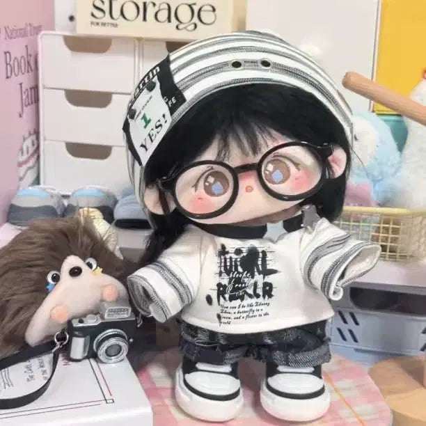 [BUNJANG] 10cm Doll Clothes Set (Top, Bottom, Hat, Choker) / 10cm 인형옷(안경제외)