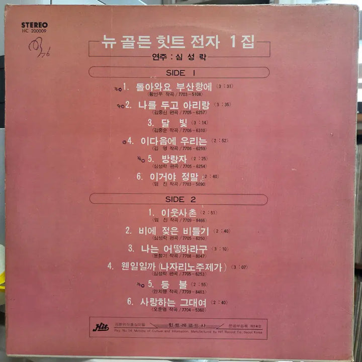 [BUNJANG] New Golden Hit Electronics (Shim Sung-rak) 1977 Electronic Light Music / 뉴골든힛트전자 (심성락)