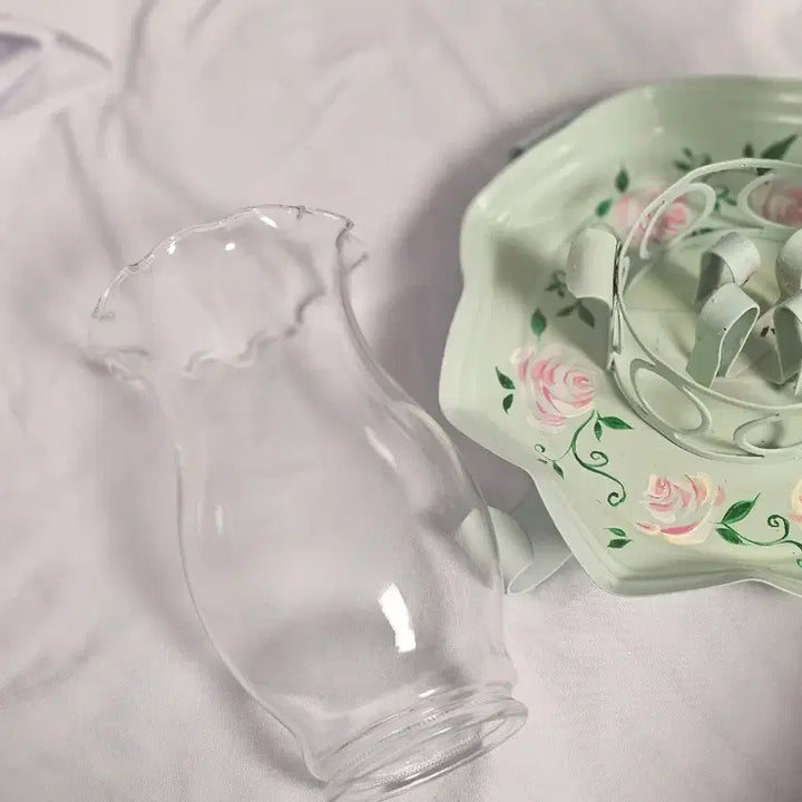 [BUNJANG] Vintage Hand-Painted Mint Single Candle Holder / 빈티지 핸드페인팅 민트 촛대 1구 캔들홀더 챔버