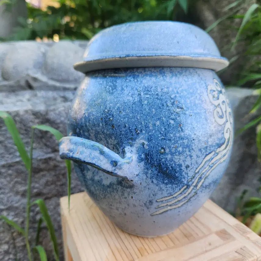 [BUNJANG] 1980s Blue Glaze Ewer-Shaped Tea Caddy / 80년대 청채 항아리형 차호