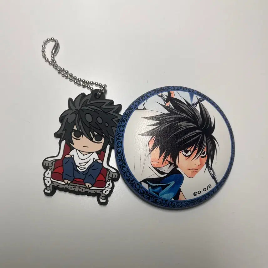 [BUNJANG] Death Note L Can Badge &amp; Rubber Strap Bundle Set / 데스노트 엘 캔뱃지 러버스트랩 일괄