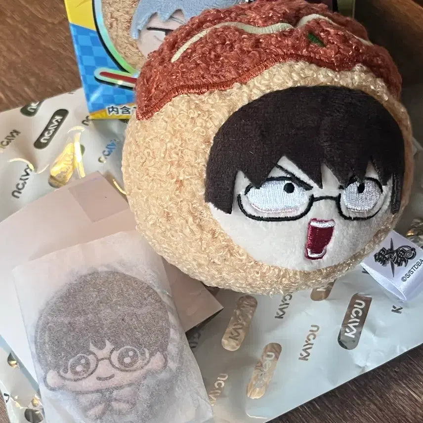 [BUNJANG] Gintama Shinpachi Takoyaki Keychain &amp; Fukufuku Mark Bundle Set / 일괄) 은혼 신파치 타코야키 키링+푸쿠푸쿠마크
