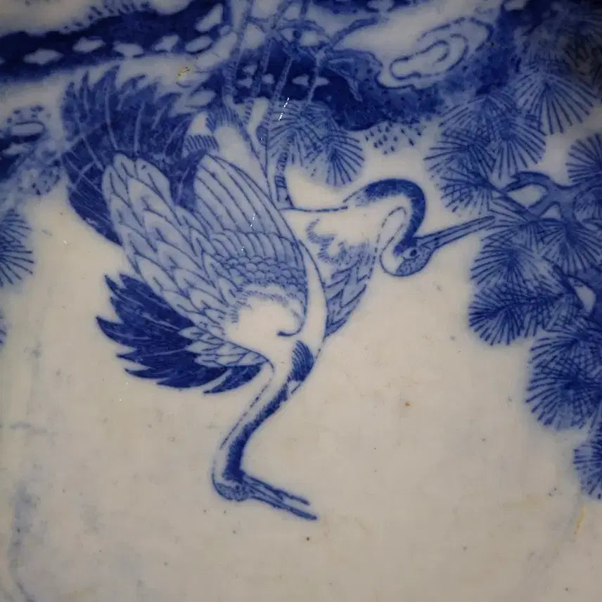 [BUNJANG] Blue and White Porcelain Crane Motif Plate / 청화백자 학 문양 접시