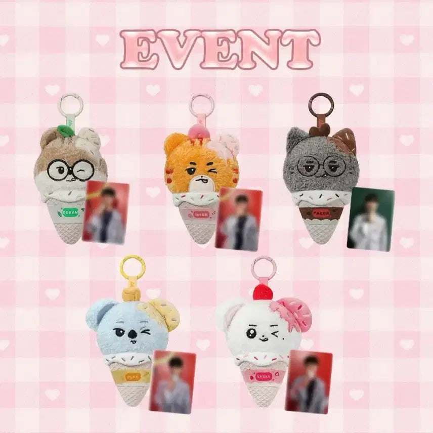[BUNJANG] T1 Ice Cream China Exclusive Plush Toy with Photocard (Faker, Pazi, Keria) / T1티원 아이스크림 중국한정 포카포함 도란 오너 페이커 페이즈 케리아