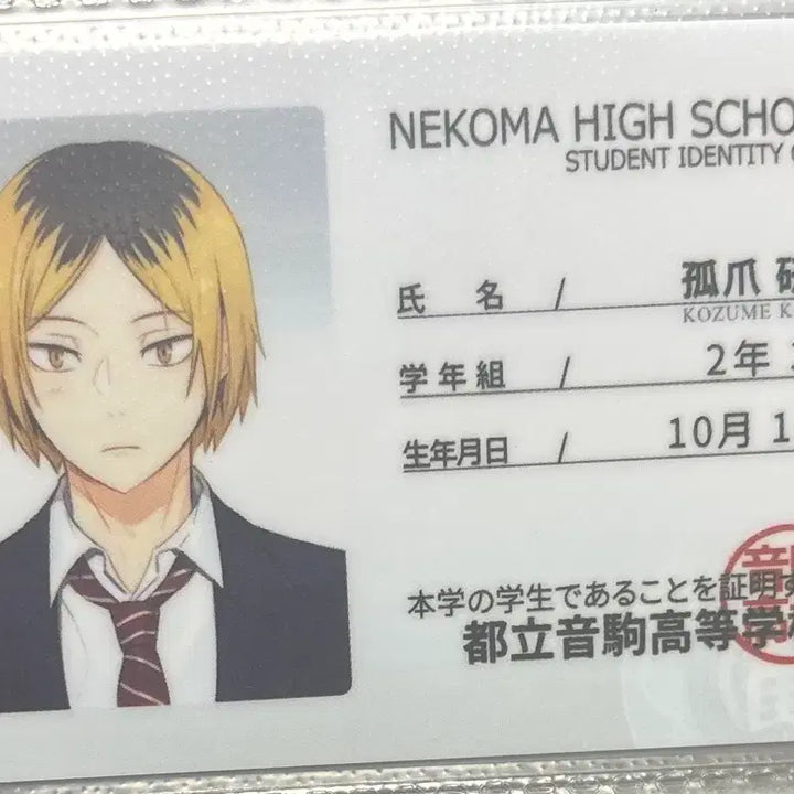 [BUNJANG] Haikyuu!! Kenma Kozume Student ID Photo Card / ㄹㅁㅁ 학생증 증사 켄마