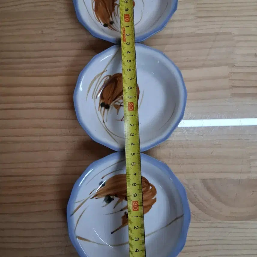 [BUNJANG] Celadon Set of 3 Shrimp Pattern Plates / 새우 그림 외사기 접시 3개