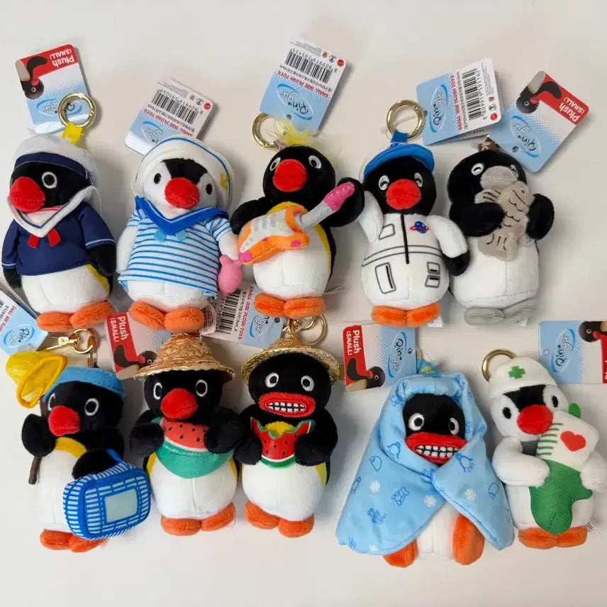 [BUNJANG] Pingu Plush Keychain Set (5 Types) / 핑구 핑가 인형 키링 10종 세트