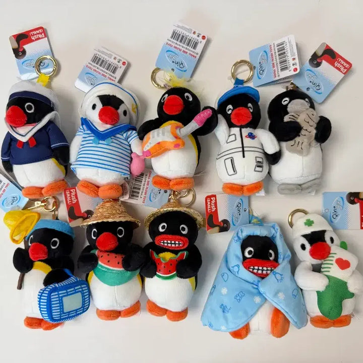 [BUNJANG] Pingu Plush Keychain Set (5 Types) / 핑구 핑가 인형 키링 10종 세트