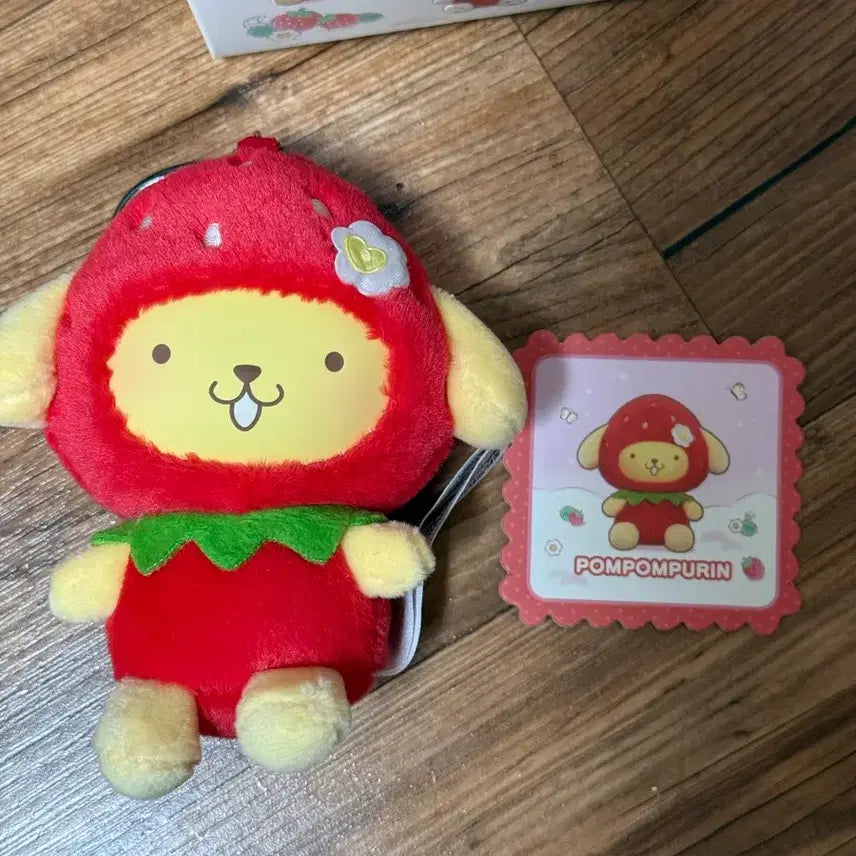 [BUNJANG] Sanrio Pompompurin Strawberry Plush Doll / 산리오 딸기 랜박인형(폼폼푸린)