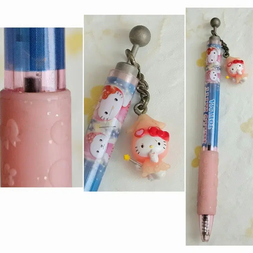 [BUNJANG] Vintage Hello Kitty Squid Ballpoint Pen with Strap and Keychain / 고전 헬로키티 볼펜 키티스트랩 키티키링