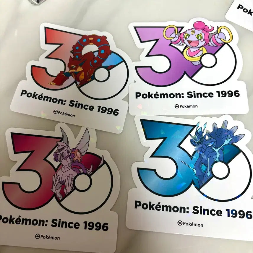 [BUNJANG] Pokemon 30th Anniversary Sticker Set / 포켓몬 30주년 기념 스티커 4종 후파 볼케니온 디아루가 펄기아