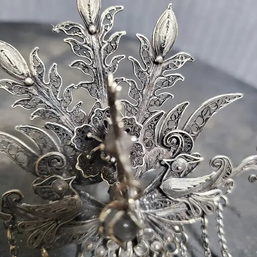 [BUNJANG] Chinese White Brass Phoenix Floral Hairpin Antique Collectible / 백동제 누사세공 봉황 화문 장식 비녀 중국 골동품 고미술품 수집품