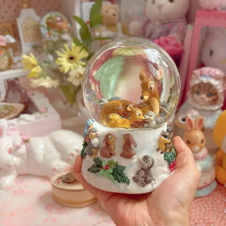 [BUNJANG] Disney Enesco Bambi Musical Snow Globe / 디즈니 에네스코사 밤비 스노우볼(오르골 작동됨)(영상 있음)