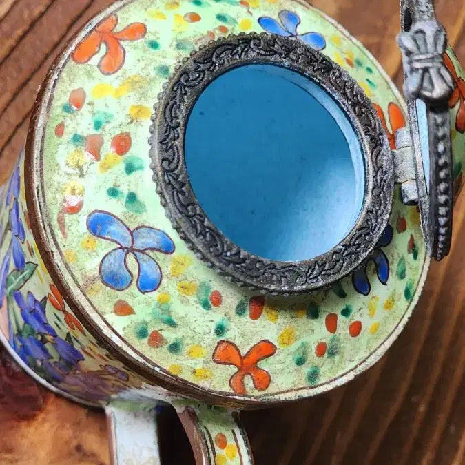 [BUNJANG] European Bronze Cloisonné Enamel Floral Kettle / 유럽 동 브론즈 칠보 꽃무늬 법랑 주전자