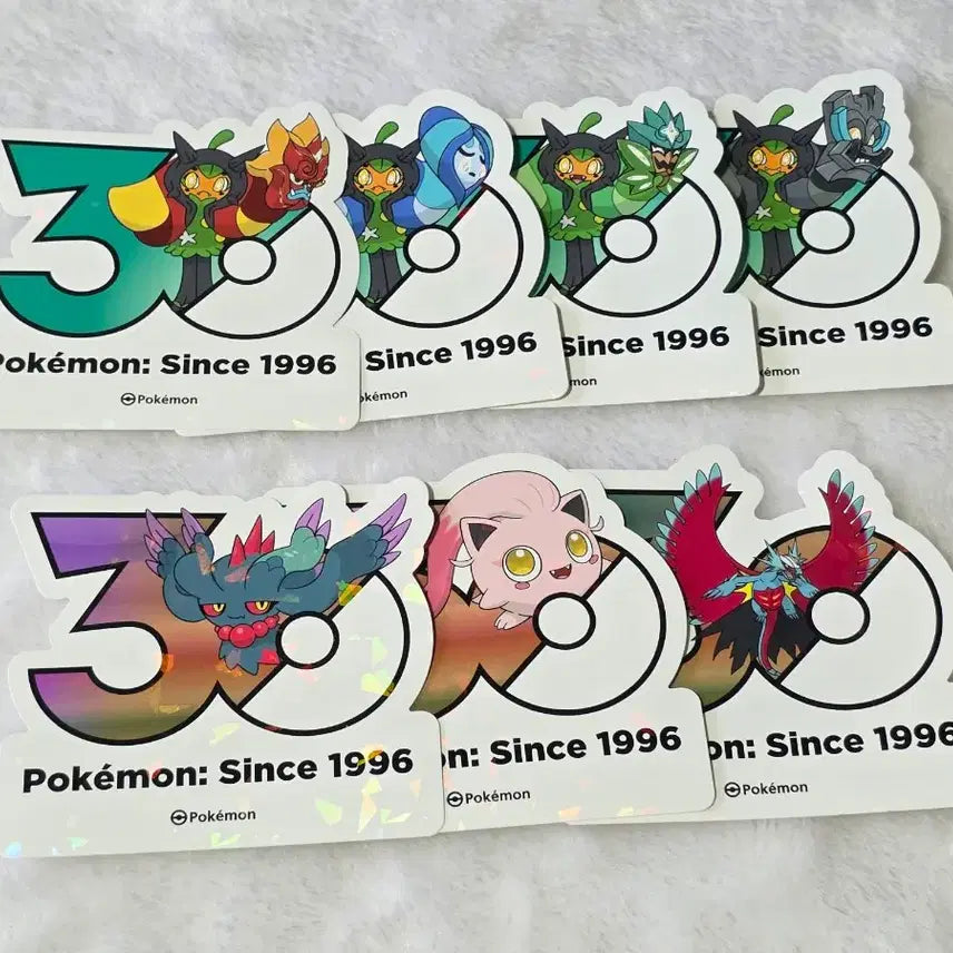[BUNJANG] Pokemon 30th Anniversary Logo Sticker Set (4 Types) + Wings, Roar Tail, Ground Wings / 일괄) 포켓몬 30주년 기념 로고 스티커 오거폰 4종(화덕 벽록 우물 주춧돌)+날개치는머리, 우렁찬꼬리, 땅을기는 날개