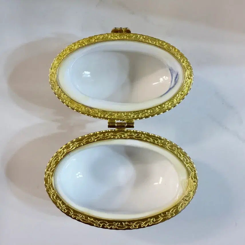 [BUNJANG] German Antique Egg-Shaped Jewelry Box Flower Pattern / 플라워무늬 계란형 오브제 독일골동품보석함새제품