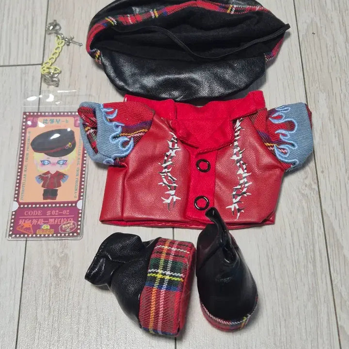 [BUNJANG] 20cm Doll Clothes Red Leather Jacket / 20cm인형옷 레드 가죽자켓 20깅