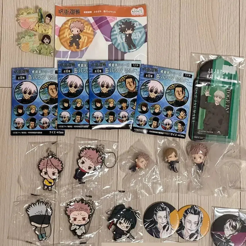[BUNJANG] Jujutsu Kaisen Anime Character Goods Bundle Set / 주술회전 캔뱃지 러버스트랩 미니 피규어 일괄 고죠 사토루 이타도리 유지 옷코츠 유타 메구미 게토 노바라