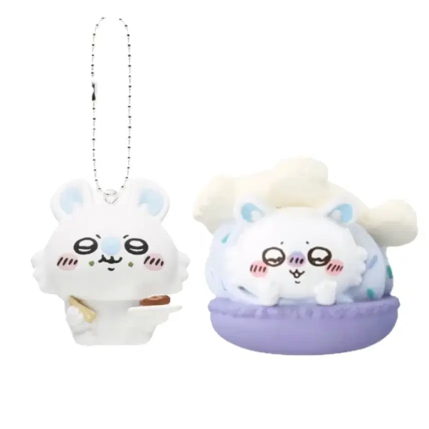 [BUNJANG] Chiikawa Momonga Gacha Set - Mascot Keychain &amp; Macaron Figure / 치이카와 타베모노 모몽가 가챠 치이카와 모몽가 가챠 세트