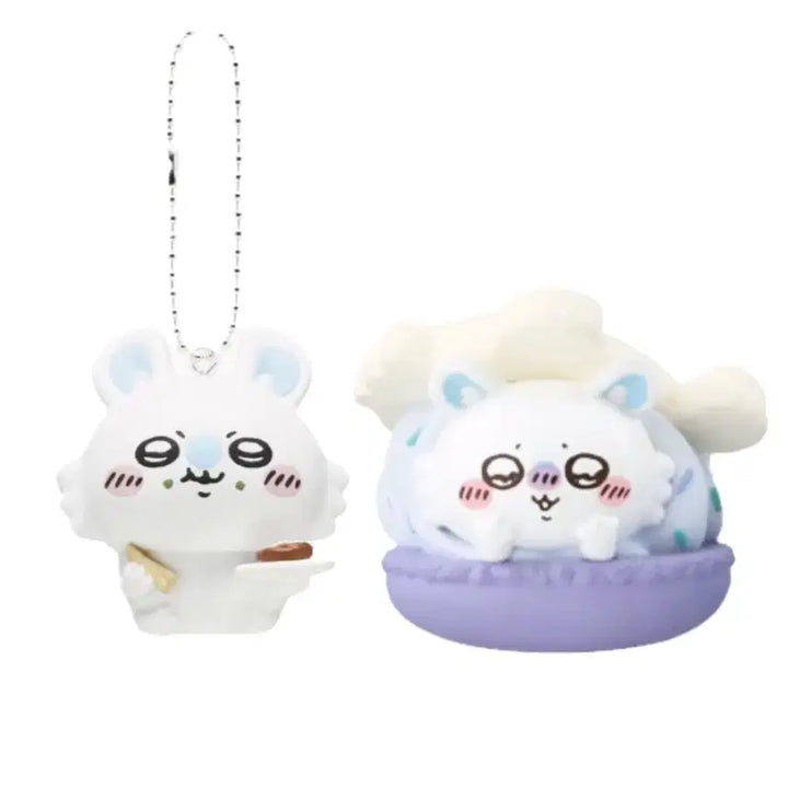 [BUNJANG] Chiikawa Momonga Gacha Set - Mascot Keychain &amp; Macaron Figure / 치이카와 타베모노 모몽가 가챠 치이카와 모몽가 가챠 세트