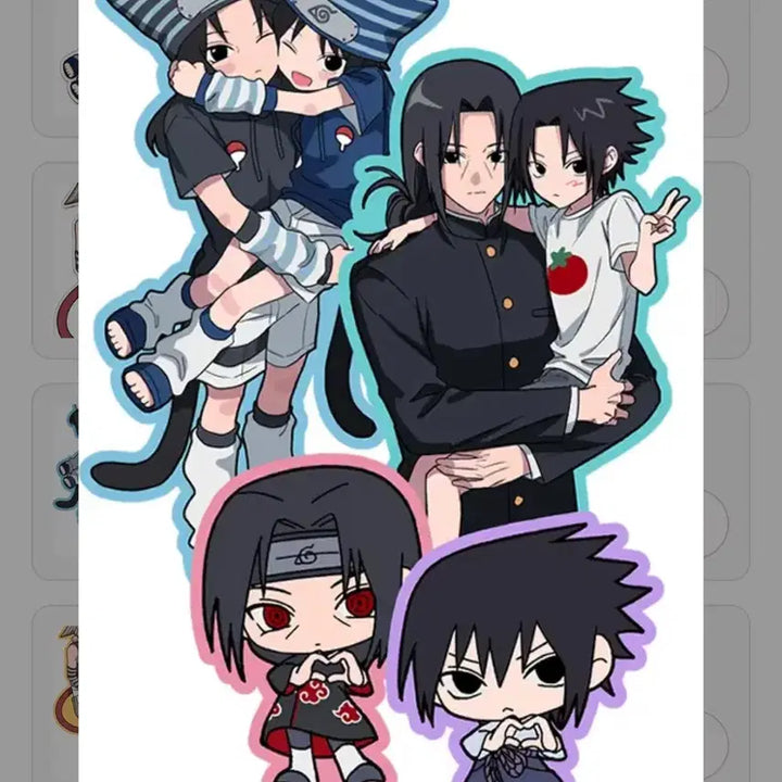 [BUNJANG] Ura Narutoboutique Naruto Acrylic Standee &amp; Sticker Bundle (Itachi, Sasuke, Sasori, Deidara) / 우라님 나루토 통판 아크릴 스탠드 스티커 일괄 이타치 사스케 사소리 데이다라