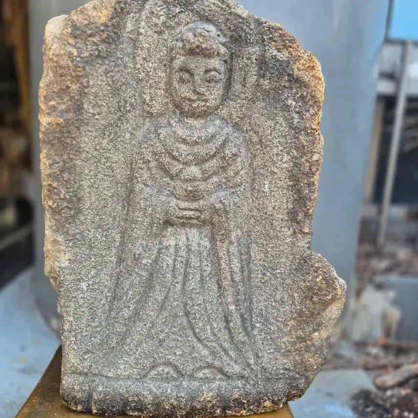 [BUNJANG] 12th Century Goryeo Dynasty Gwaneum Bosal Stone Buddha Statue / 20년 소장품  광배 석불입불상