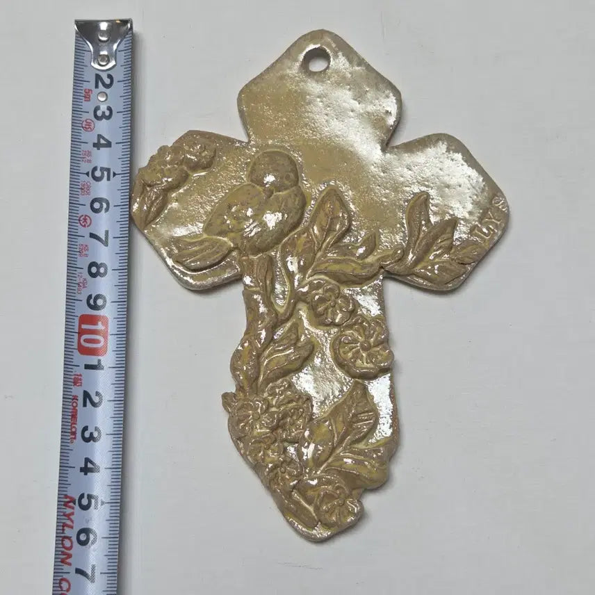 [BUNJANG] Handmade Ceramic Cross with Bird and Flower Motif / 도자기 십자가 공예 작가 도자기 십자가 가톨릭