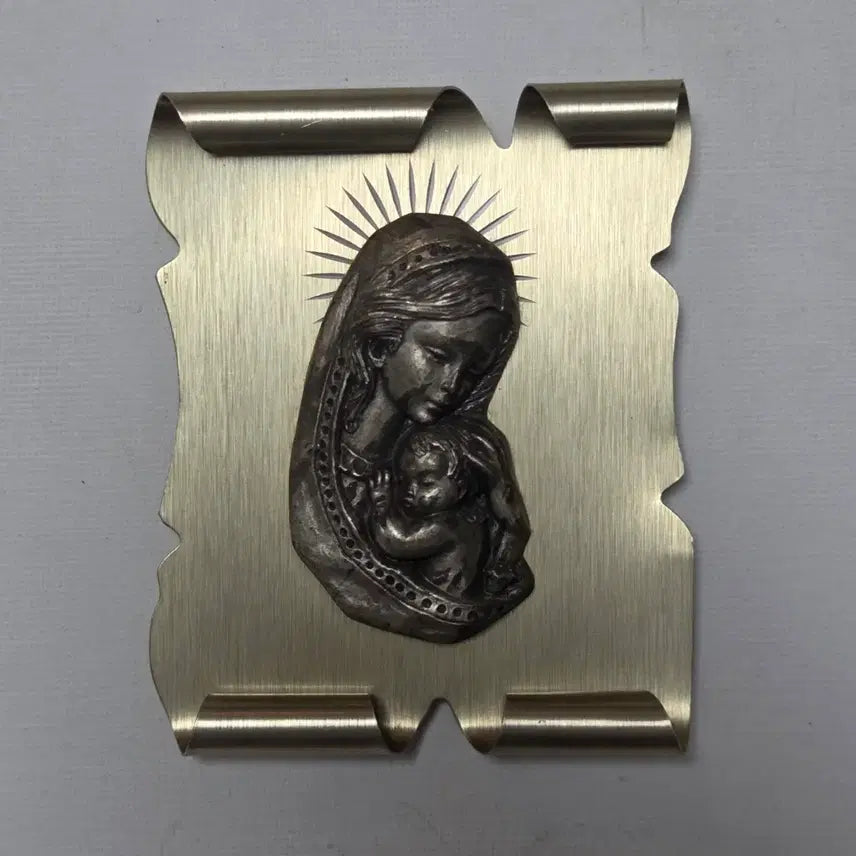 [BUNJANG] Antique Italian Metal Madonna and Child Frame / 앤틱 이탈리아 금속 성모자상 액자 가톨릭 액자