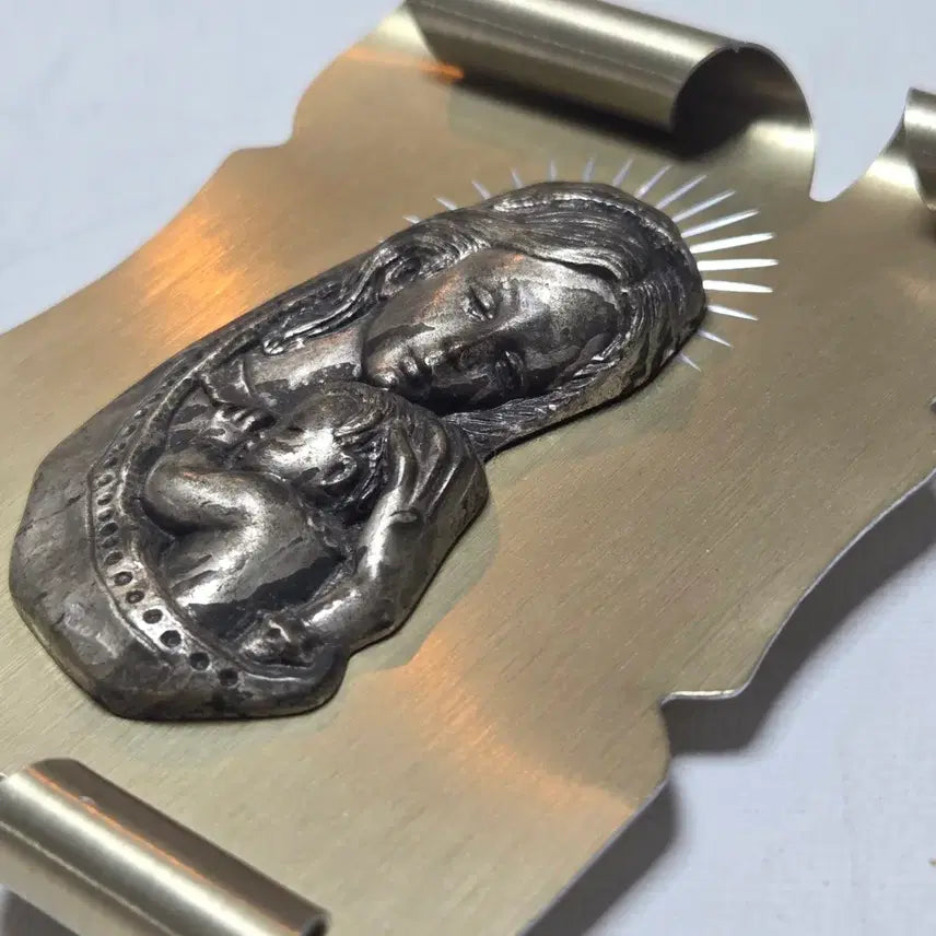 [BUNJANG] Antique Italian Metal Madonna and Child Frame / 앤틱 이탈리아 금속 성모자상 액자 가톨릭 액자