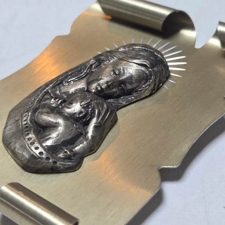 [BUNJANG] Antique Italian Metal Madonna and Child Frame / 앤틱 이탈리아 금속 성모자상 액자 가톨릭 액자