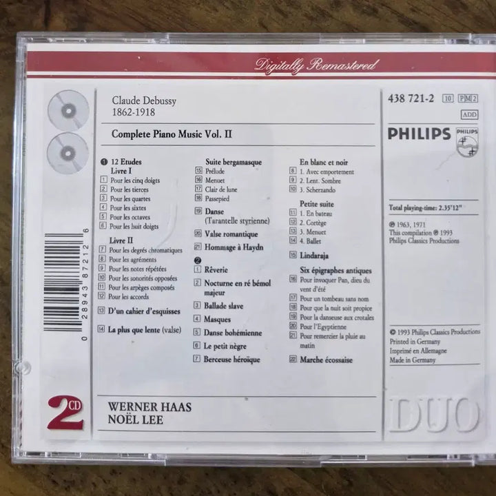 [BUNJANG] Claude Debussy Complete Piano Works Vol. 2 2CD Set / CD 드뷔시 피아노 음악 전곡 2집 CD 2장