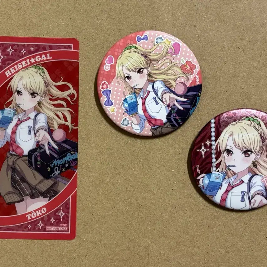 [BUNJANG] BanG Dream! Touko Garu-ka Can Badge Bookmark Bundle Set / 뱅드림 토우코 갸루화 캔뱃지 책갈피 일괄