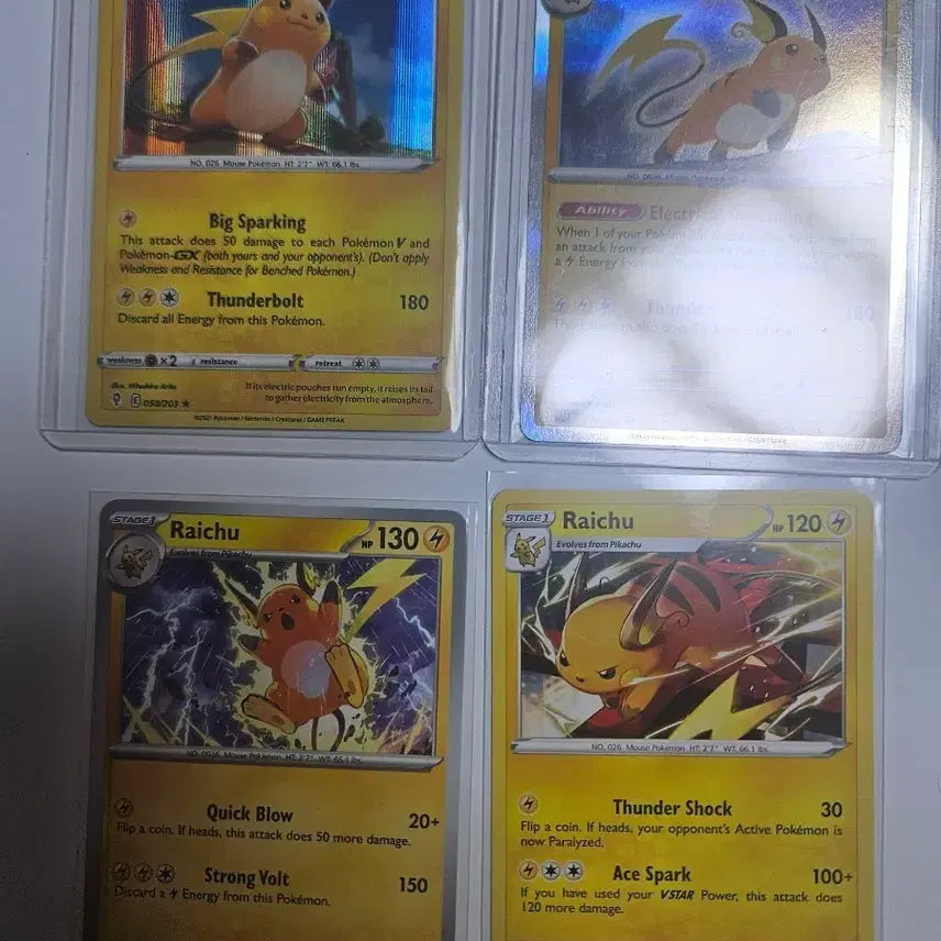[BUNJANG] Pokemon Card Raichu Set (4 Variants) / 포켓몬카드 라이츄 4종 모음