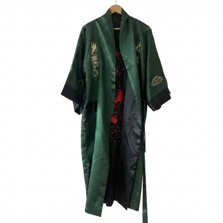 [BUNJANG] Discover Singapore Authentic Double-Sided Dragon Embroidery Reversible Robe Gown (XXL) / [파격가] 싱가포르 디스커버 양면 용 자수 리버시블 로브 가운 (XXL)