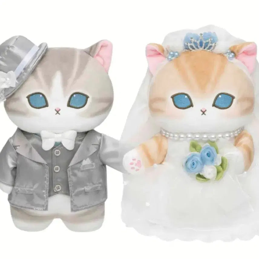 [BUNJANG] Bride and Groom Cat Couple Figurines Set / 신랑 신부 고양이 인형 세트