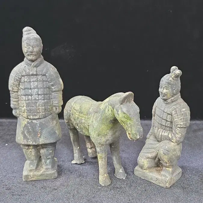 [BUNJANG] Terracotta Warrior Figures 3-Piece Set / 골동품 진시황릉 병마용갱 토우 3점