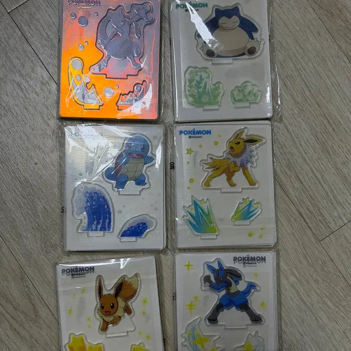 [BUNJANG] Pokemon My Acrylic Set Bundle / 포켓몬 마이아크릴 6종 일괄 (뮤츠 루카리오 잠만보 이브이 쥬피썬더 꼬부기
