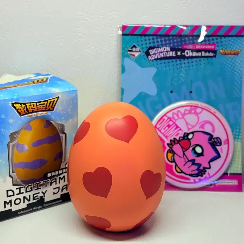 [BUNJANG] Digimon Digitamamon Egg Figure (Piyomon/Sora) + Can Badge Set / 디지타마 디지몬 알 피요몬(소라) + 캔뱃지