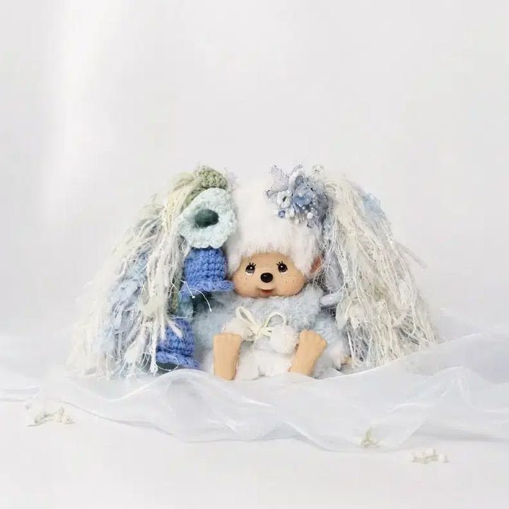 [BUNJANG] Custom Monchhichi Twin-Tailed Lily Monchhichi / 커스텀 몬치치 양갈래 은방울꽃 몬치치